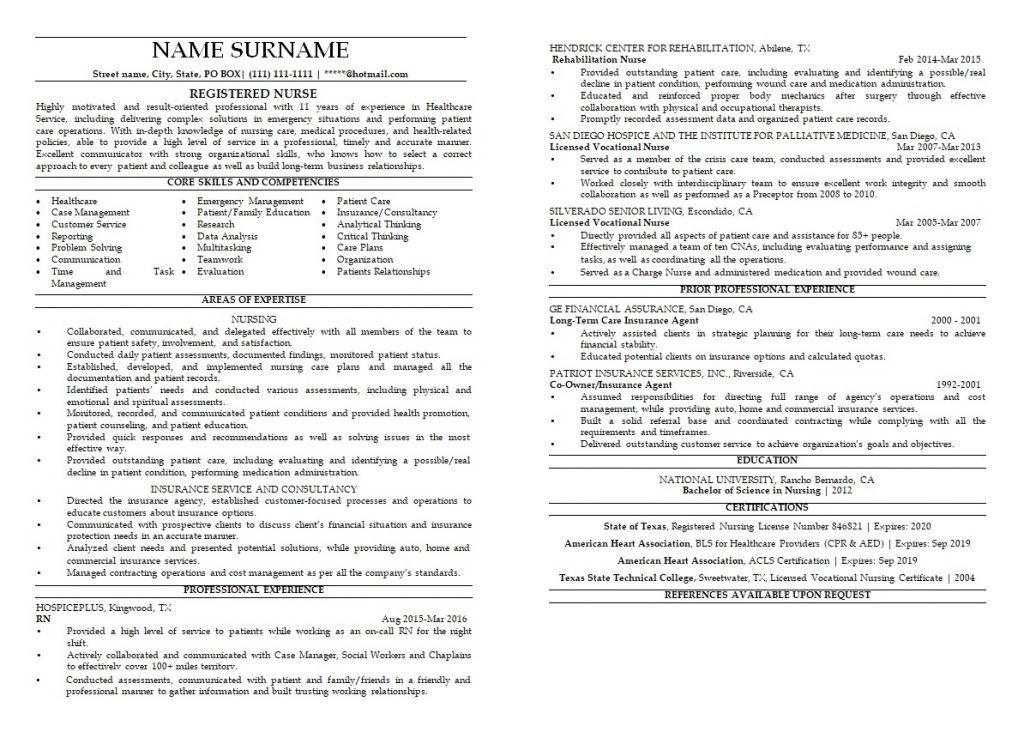 nurse resume sample