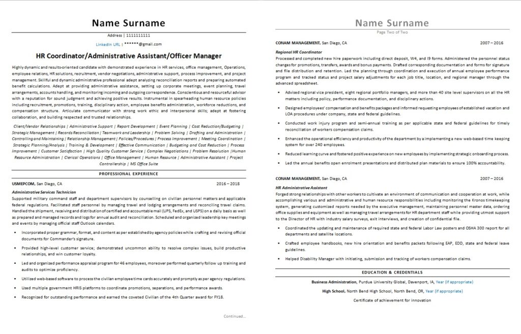 administrative assistant resume sample 2021