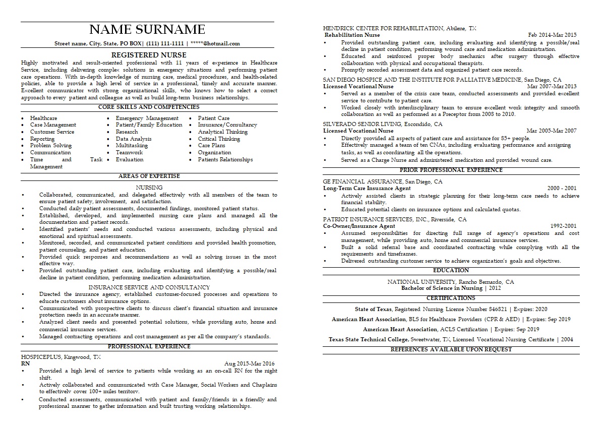 nurse resume