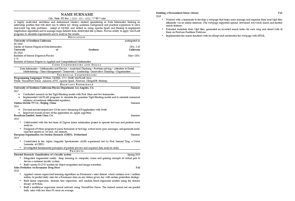 student resume